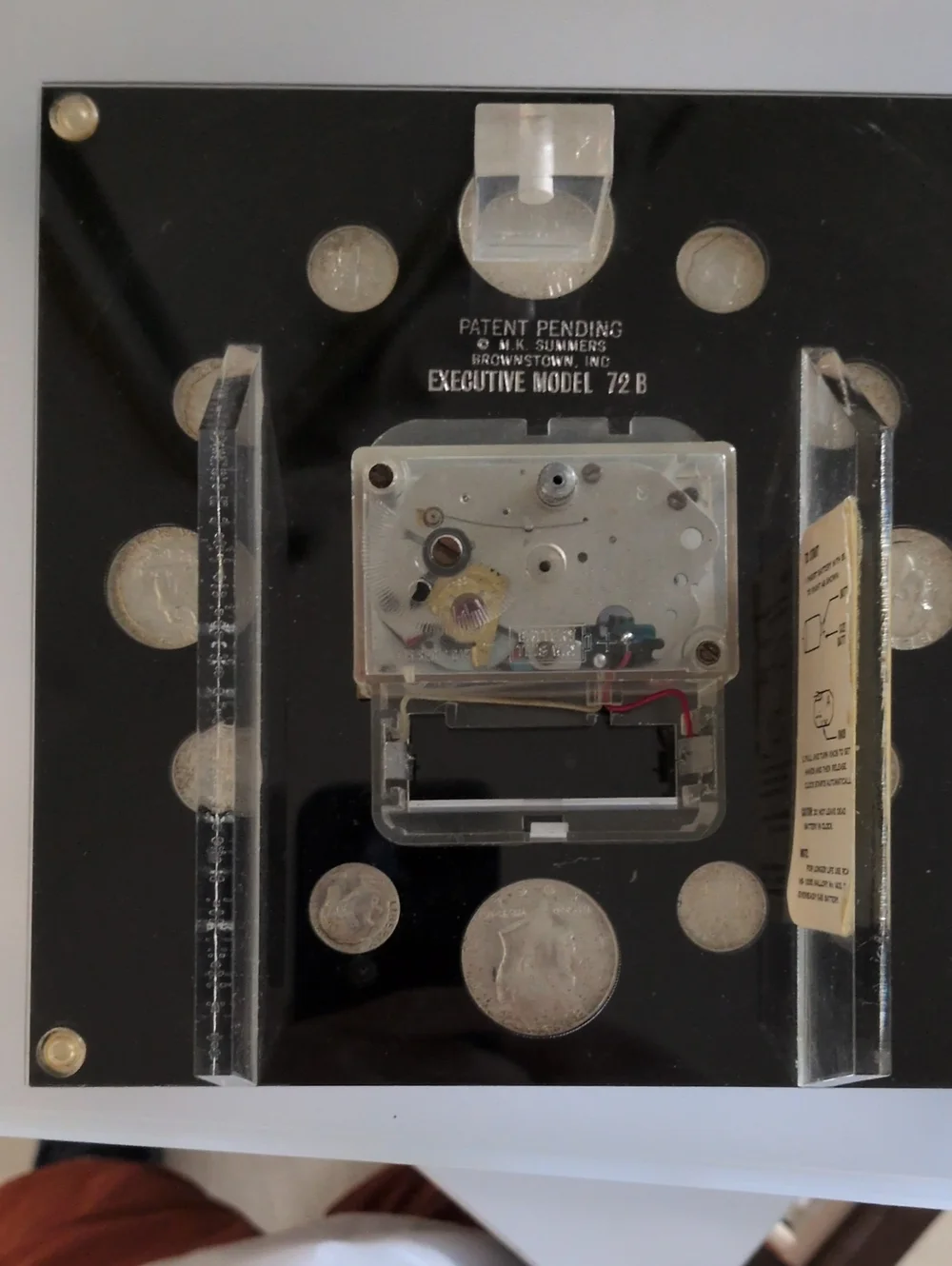silver coinage clock 2 uncirulated kennedy halves, 8 dimes, 2 quarters, 1964